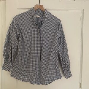 ANN MASHBURN Blue Gingham Button Down Shirt